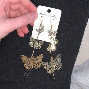 Gold Butterfly Dangle Earrings